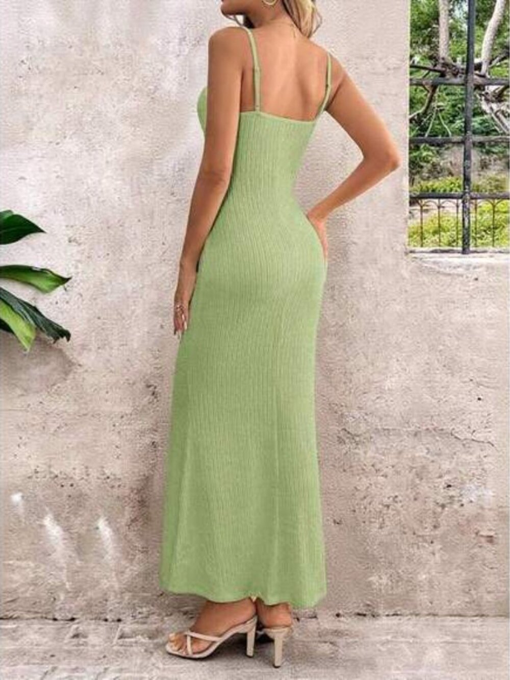LUNE Textured Strap Dress Tight Long Dress Knit Maxi Dress - Picture 2 of 7